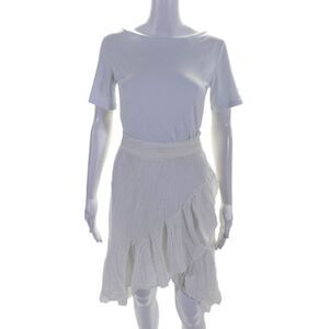 9 Seed Womens Cotton White Ruffle Detail Hi-Low Wrap Skirt Size S